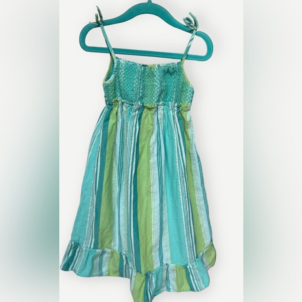 Baby Gap Girls Kids Sleeveless Bow Detail Cotton Ruffle Hem Tank Dress. 4. 4T.